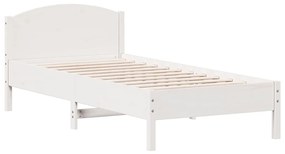 Letto senza materasso bianco 75x190 in legno massello di pino