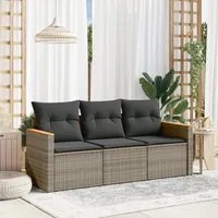 Set Divani da Giardino 3 pz con Cuscini Grigio in Polyrattan 3258161