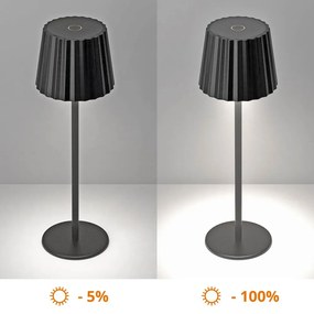 Lampada da Tavolo Ricaricabile 2.2W, IP54 CCT Dimmerabile - Nero Rigato Colore del corpo Nero