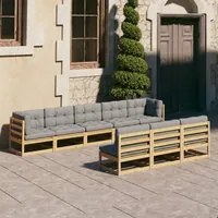 Set Divani da Giardino 8 pz con Cuscini Legno Massello Pino 3077144