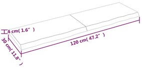 Ripiano muro marrone chiaro 120x30x4cm massello rovere trattato