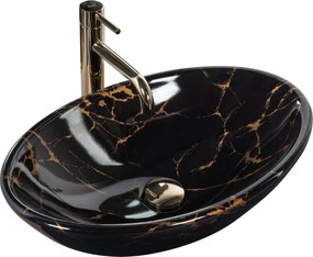 Lavabo da appoggio REA Pamela Black Marble Shiny