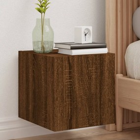 Mobili Tv A Parete Con Luci Led 2pz Rovere Marrone 30,5x35x30cm /
