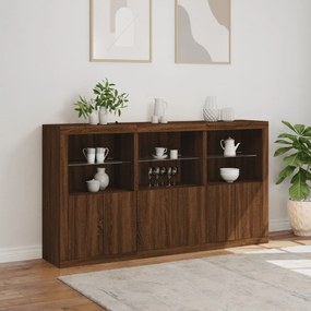 Credenza con luci led rovere marrone 181,5x37x100 cm