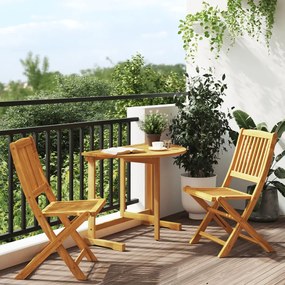Set Da Pranzo Da Giardino Pieghevole 3 Pz İn Massello Di Acacia /