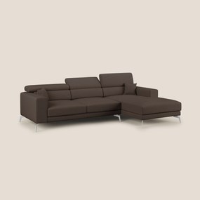 Blade Divano moderno angolare con poggiatesta reclinabili in tessuto impermeabile simil-cotone T13 marrone