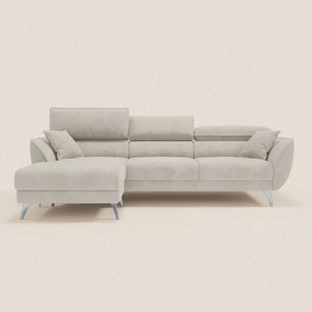 Michelangelo Divano Angolare con Penisola e Sedute Estensibili - Poggiatesta reclinabili in raffinato tessuto smacchiabile effetto vellutino T30