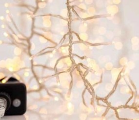 Catenaria Natalizia LED 9m 8 GIOCHI DI LUCE Cavo TRASPARENTE IP44 Colore Bianco Caldo 2200 - 2300 °K