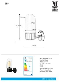 Markslöjd 107800 - Applique da bagno ZEN 1xE27/15W/230V IP44