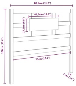 Testiera per Letto Nera 80,5x4x100 cm in Legno Massello di Pino