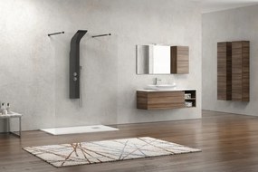 Kamalu - Walk-in doccia 150cm con staffe nere vetro trasparente KW3000N