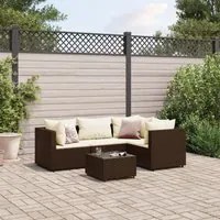 Set Divani da Giardino 5 pz con Cuscini Marrone in Polyrattan 3308081