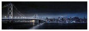 Stampa su vetro Black Night Bridge, bianco nero 95.5 x 30 cm