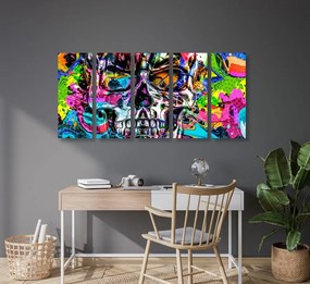 Quadri 5 pezzi – Teschio artistico colorato