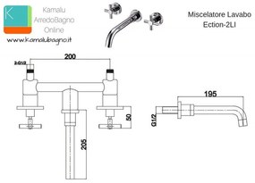 Kamalu - miscelatore da incasso a muro con 2 maniglie modello ection-2li