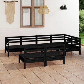 Set Salotto da Giardino 7 pz in Legno Massello di Pino Nero