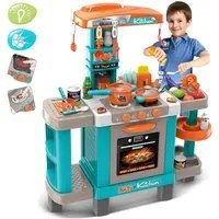 Cucina Giocattolo Bambini con Luci e Suoni 34 Accessori Gioco 87x78x29cm Azzurro