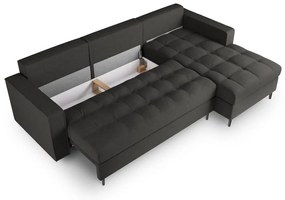 Divano letto angolare grigio scuro, angolo destro Santo - Milo Casa