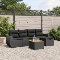 Set Divano da Giardino 6 pz con Cuscini Nero in Polyrattancod mxl 92888