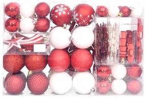 Set Addobbi di Natale 108 pz Rosso e Bianco
