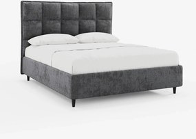 AURO letto imbottito con vano contenitore e testiera capitonné alta in ciniglia Oeko-Tex®