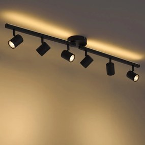 Faretto da soffitto moderno nero 6 luci GU10 50mm con retroilluminazione e interruttore a 3 vie - Back Up