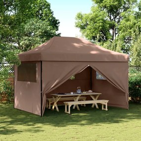 Tendone Per Feste Pieghevole Pop-up Con 4 Pareti Marrone /