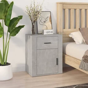 Comodino grigio cemento 50x36x60 cm in legno multistrato