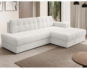 Divano angolare color crema allungabile (con penisola a destra/con chaise lounge) con rivestimento in bouclé Blezalt – ELTAP