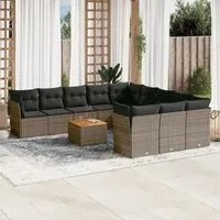 Set Divani da Giardino 12 pz con Cuscini Grigio in Polyrattan 3223911