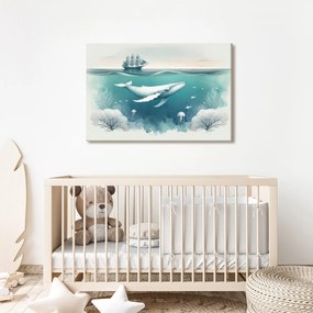 Quadro su tela – Balena e coralli sotto la superficie