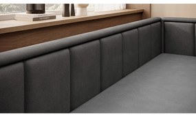 Divano grigio scuro allungabile/con contenitore e rivestimento in ciniglia 214 cm Fulgeo – ELTAP