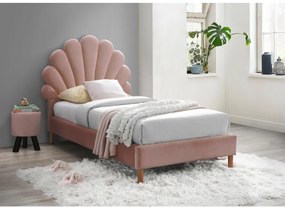 Letto conchiglia 90 x 190 cm - Velluto - Rosa - MONICA