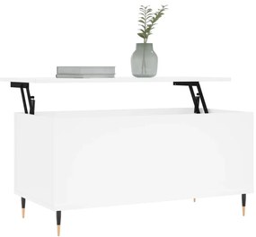 Tavolino da salotto bianco 90x44,5x45 cm in legno multistrato