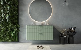 Mobile bagno salvia opaco 82x47 cannettato Teramo con lavabo in ceramica due cassetti