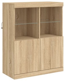 Credenza con Luci LED Rovere Sonoma 283x37x100 cm