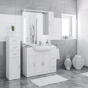 Mobile sottolavabo e lavabo Paola bianco L 101 x H 81 x P 33.5 cm 1 vasca, 3 ante 2 cassetti