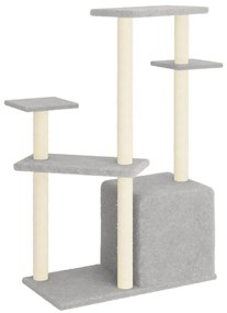 Albero per gatti con tiragraffi in sisal grigio chiaro 107,5 cm