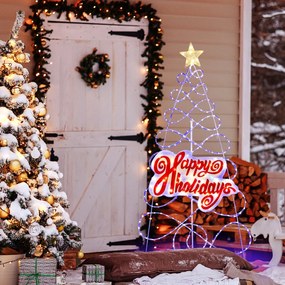 Costway Albero di Natale colorato con 216 luci LED 6 modalità di illuminazione, Decorazioni di Natale da 170cm
