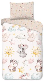Set copripiumino e federa da bambini marrone/beige in cotone per letto singolo 140x200 cm Hugs – Good Morning