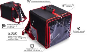 Zaino Borsa Termica Porta Pizze da asporto 10 Cartoni Safemi Fast 10 Nero...