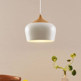 Lindby lampada a sospensione Vilsera, bianco, metallo/legno, 26 cm, E27