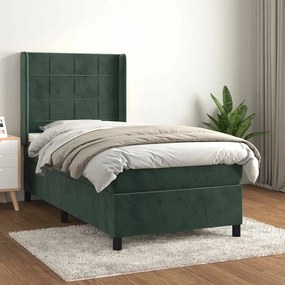 Giroletto A Molle Con Materasso Verde Scuro 80x200 Cm Velluto /