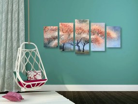 Quadri 5 pezzi – Alberi fioriti ad acquerello