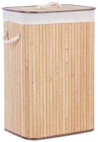 Cesta legno di bambù chiaro e bianco 60 cm KOMARI Beliani
