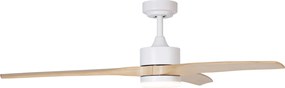Ventilatore da soffitto smart bianco con stampa legno 132 cm con LED dimmerabile con telecomando - Joly