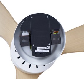 Ventilatore da soffitto bianco con stampa legno 132 cm con LED dimmerabile con telecomando - Joly