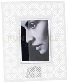 Portafoto di design ikat grande bianco marmo in ferro e polimetilme...