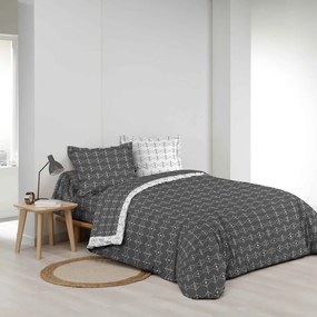Copripiumino bianco/grigio scuro in cotone per letto matrimoniale/per letto esteso 240x220 cm Aristide – douceur d'intérieur