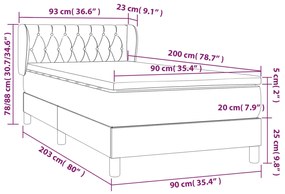 Giroletto a Molle con Materasso Nero 90x200 cm in Tessuto